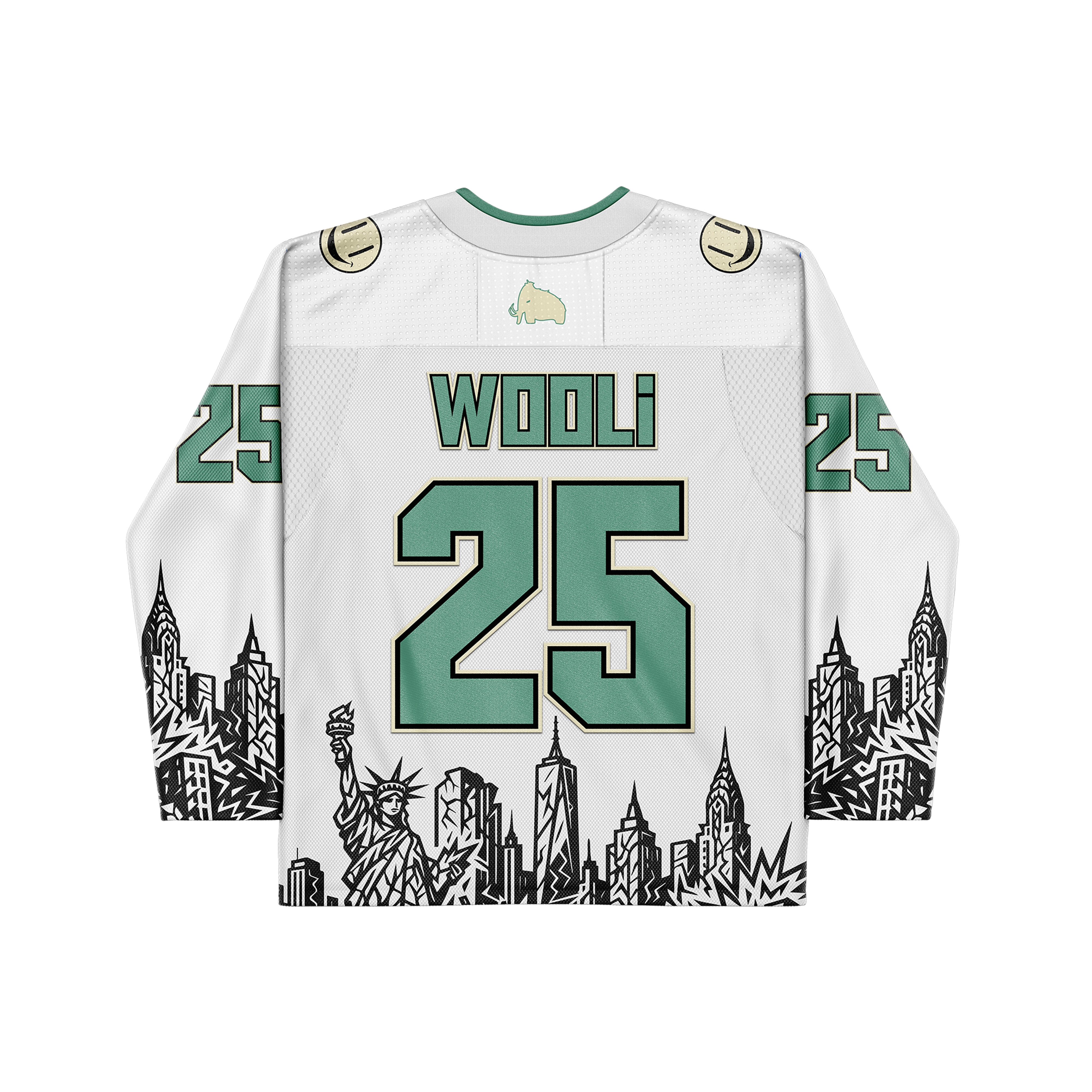 WOOLI WHITE SKYLINE HOCKEY JERSEY (PRE-ORDER)